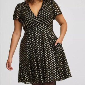Torrid Babydoll Swing Dress Size 5X Pockets Polka Dot Cocktail Rockabilly Baddie